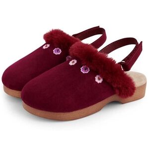 Gymboree Girls Embroidered Burgundy Flower Clogs Shoes Spice Market Size 13 NEW